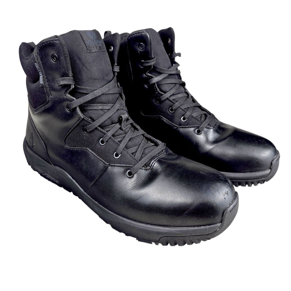 Volcom Street Shield Work Tactical Boots Leather Waterproof Black Mens Size 13 M